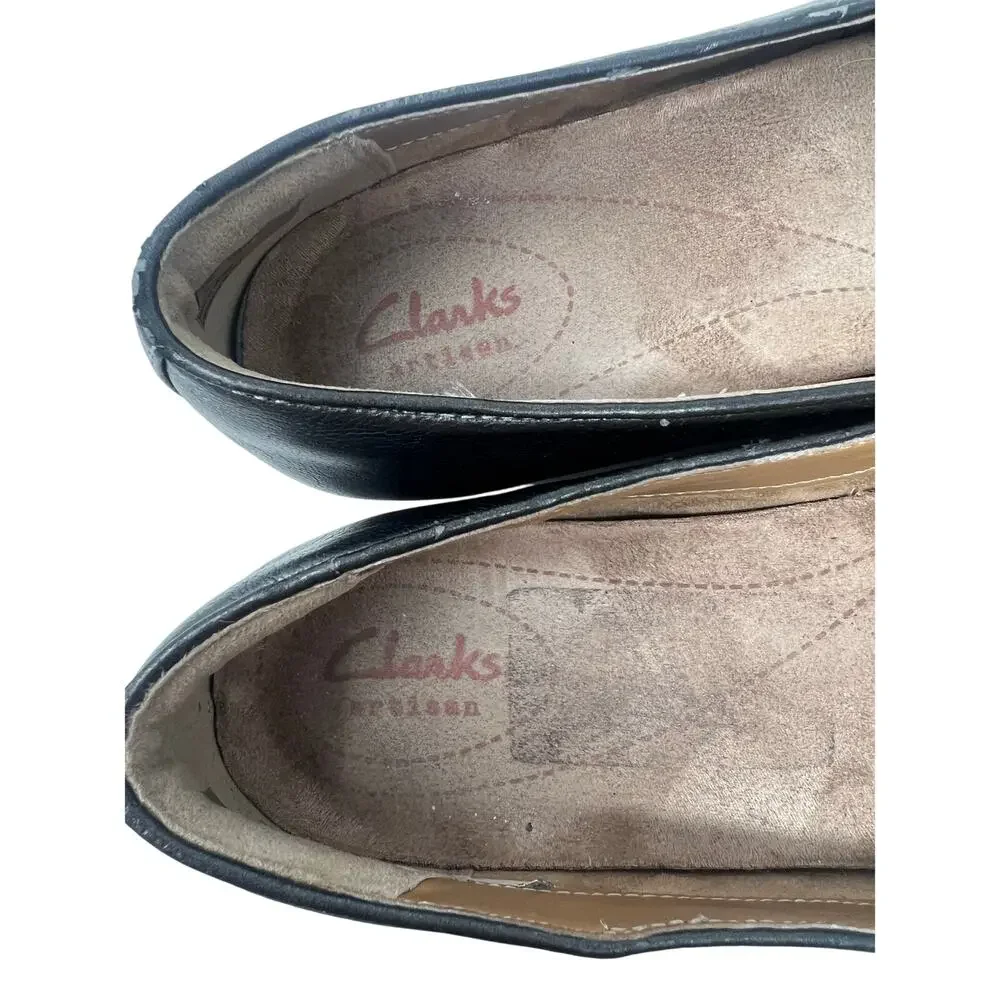 Clarks Daelyn Towne Leather Slip On Platform Flat in Metallic Brown/Gray 8